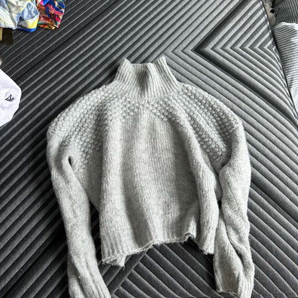 Free People Light Gray Turtleneck Sweater